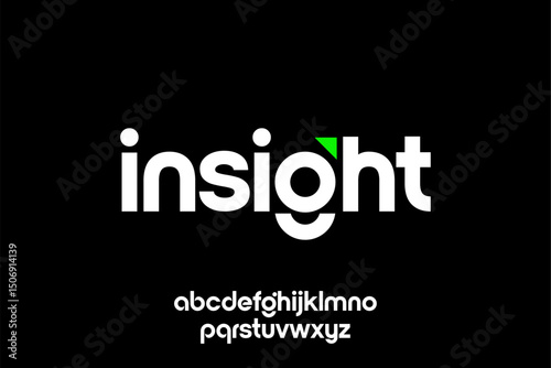 word insight ,  modern minimalist  geometric circular font with rounded edges.