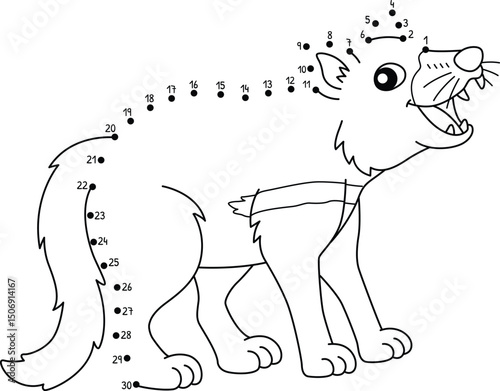 Dot to Dot Tazmanian Devil Animal Isolated 
