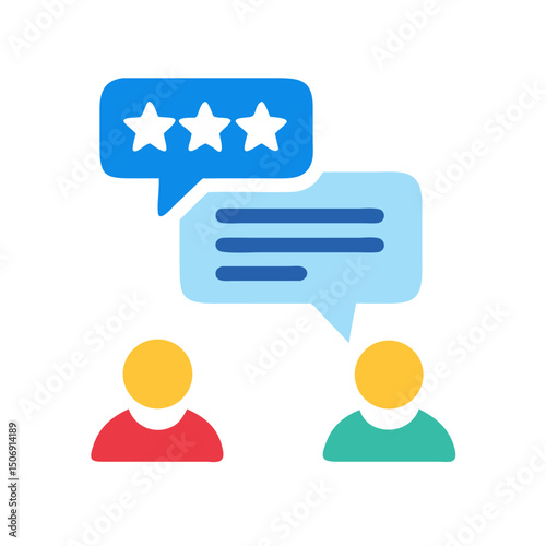 Customer feedback graphic showing online reviews and communication