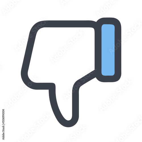 Iconic thumbs down illustration symbolizing disapproval isolated on White