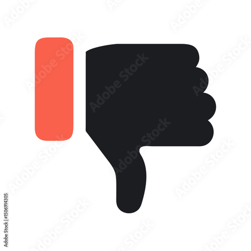 Simple flat thumbs down icon on White Background disapproval