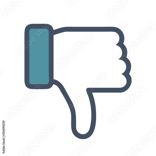 Blue thumbs down icon against a White Background