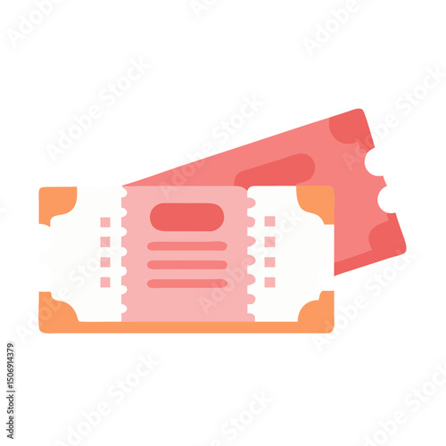 Two graphic tickets in pink on White Background