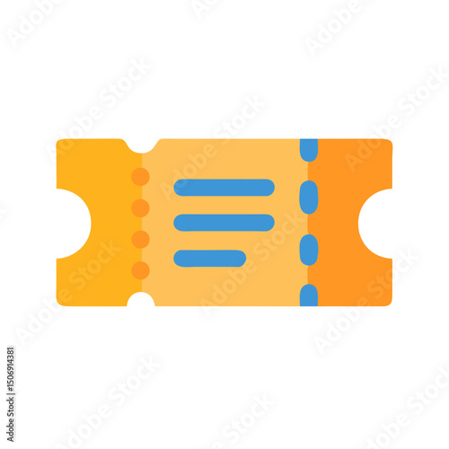 Vintage style admission ticket icon on White Background image
