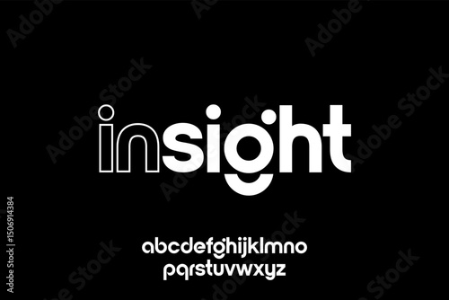 word insight ,  modern minimalist  geometric circular font with rounded edges.