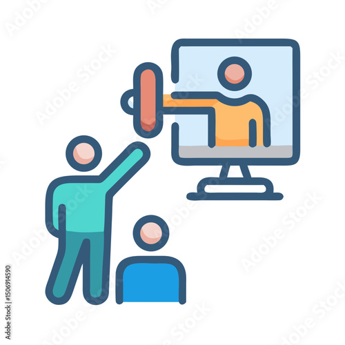 Online personal training session with trainer and two attendees