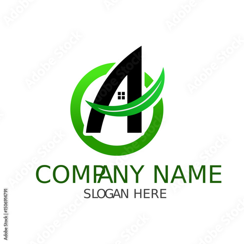 green company logo. farming logo, leaf