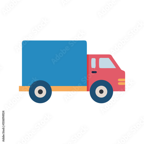 Stylized vector image of colorful delivery truck on White