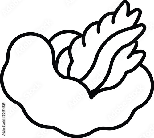 Veggie Tempura Mix Vector Line Art for Japanese Menus, Street Food, and Vegan Posters