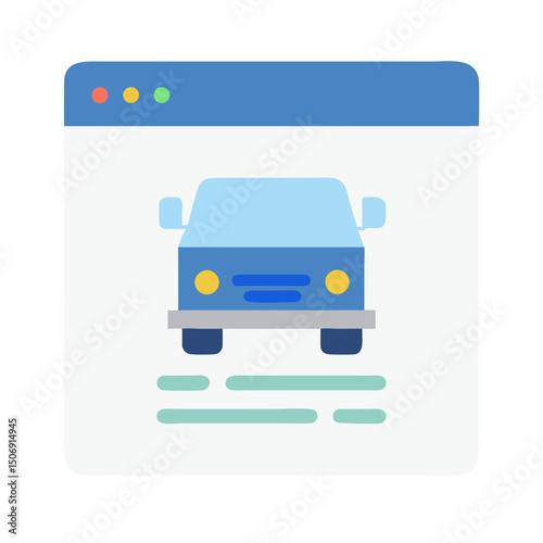 Car rental website interface design with blue car icon