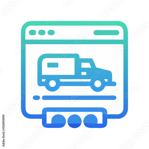 Delivery truck shown on a website page icon