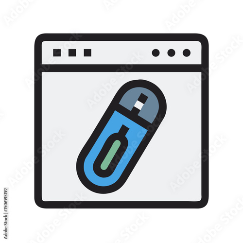 Stylized vector image of a website displaying a USB