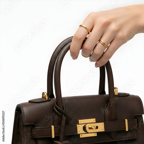Luxurious Brown Leather Handbag with Gold Hardware A Timeless Accessory