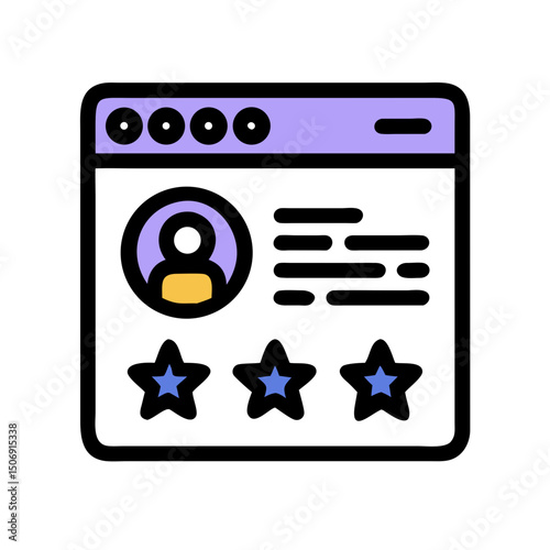 Customer review dashboard with user rating stars flat design