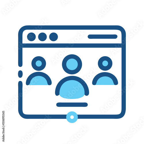 Three people online in a browser window icon