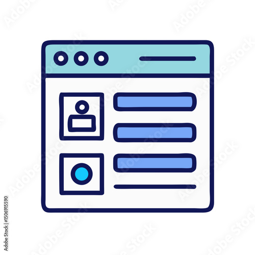 Flat design of user interface window displaying user data