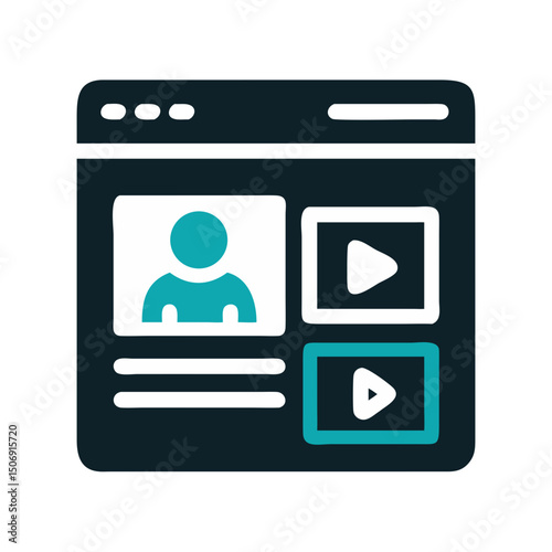 Minimalist webpage concept icon for social media video platform