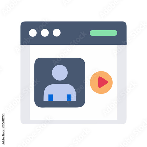 Online video course presentation webpage flat vector illustration