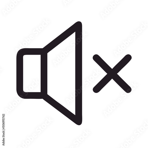 Mute symbol icon, flat design on White Background, simple