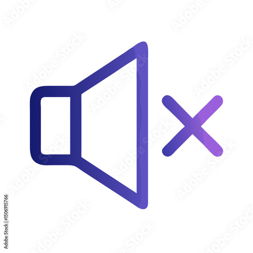 Purple gradient mute icon on White Background illustration