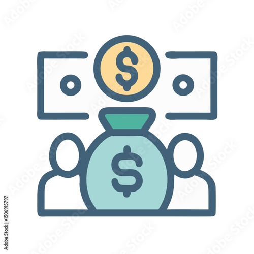 Money and People: Flat Vector Illustration of Financial Exchange