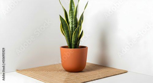 Sansevieria Trifasciata A Vibrant Houseplant in Terracotta