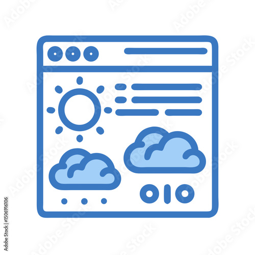 Weather forecast user interface icon in a browser window