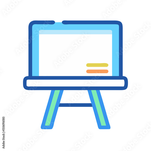 Simple blue and white easel illustration on White Background