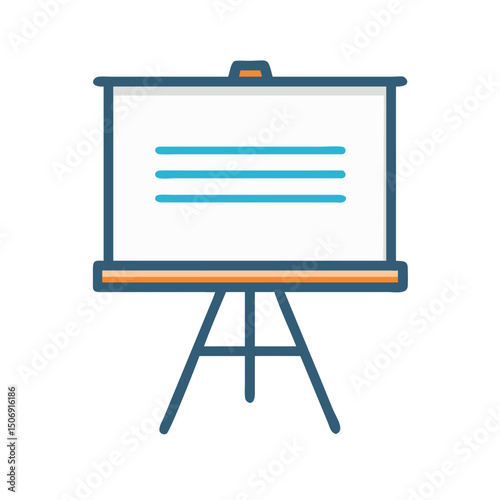 Presentation board on a stand with simple, clean design