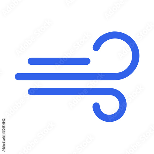 Abstract blue wind graphic on White Background, weather icon