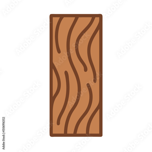 Wood grain texture illustration on wooden plank isolated