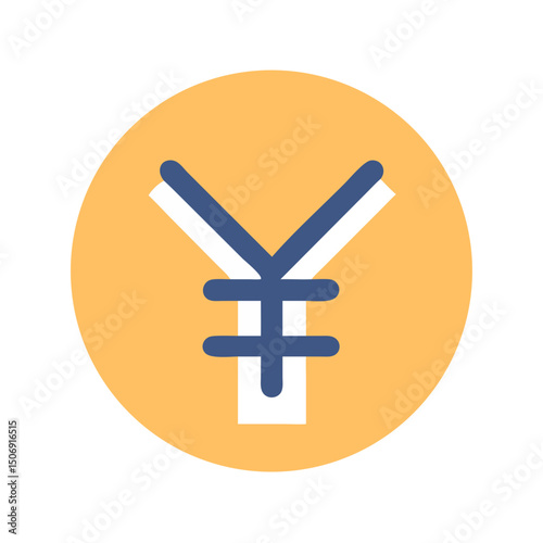 Yen currency symbol on a circle in flat design
