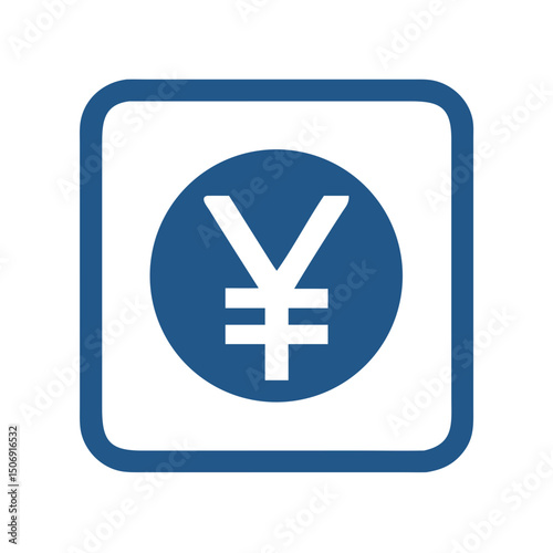 Yen symbol displayed within a rounded square and circle