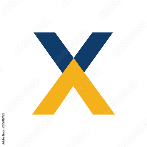stylized letter "X" formed by two overlapping geometric shapes in dark blue and golden yellow. The design is clean and suggests connection, intersection, or a brand with an "X" initial