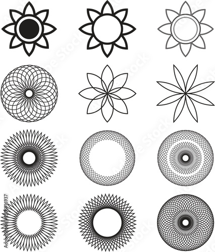 icon, shape, vector, abstract, art, element, set, design, graphic, round, bundle, collection, illustration, circle, decoration, brush, children, colours, doodle,
