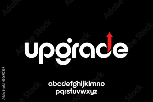 word upgrade . modern minimalist  geometric circular font with rounded edges.