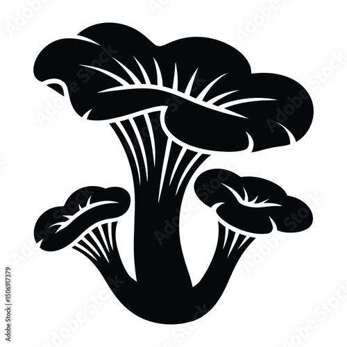 Chanterelle Golden Silhouette, Vector, Illustration, Icon, Logo, White Background.