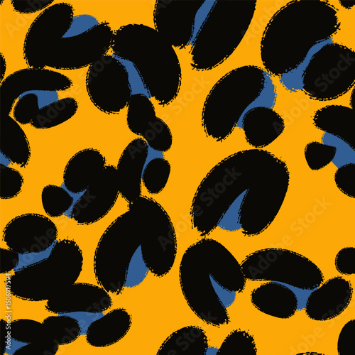 Leopard spots seamless pattern design. Vector yellow background, wallpaper, wrapping paper, fabric, print