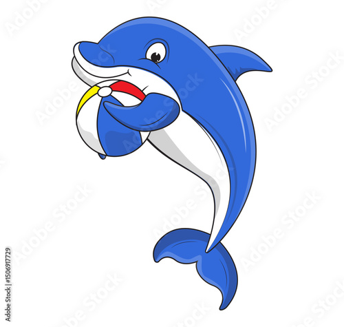 Cute Dolphin Animal Cartoon Illustration