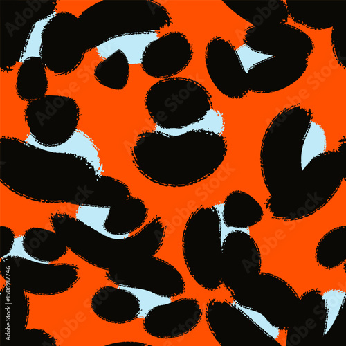 Leopard spots seamless pattern design. Vector red background, wallpaper, wrapping paper, fabric, print