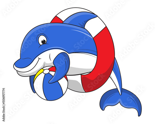 Cute Dolphin Animal Cartoon Illustration