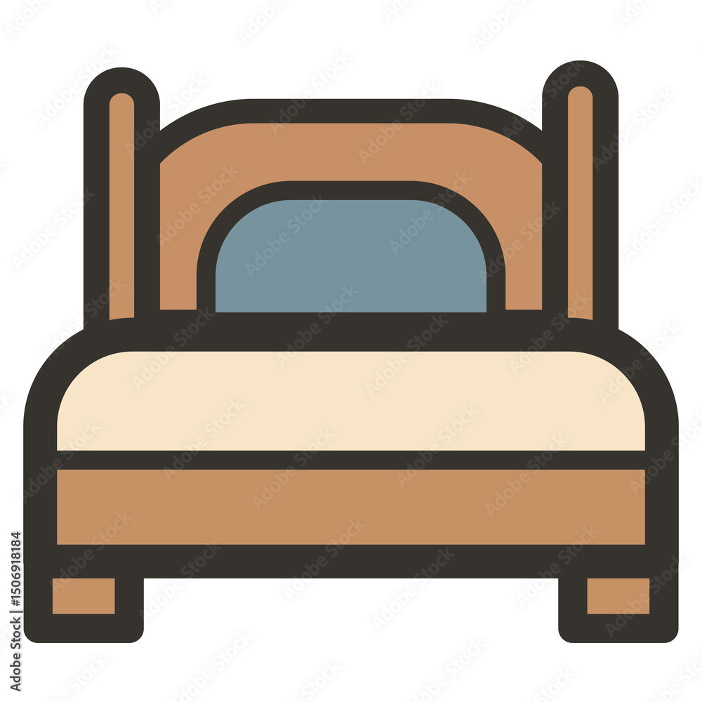 Bed icon – cozy pastel bedroom furniture vector symbol Bed icon – cozy pastel bedroom furniture vector symbol