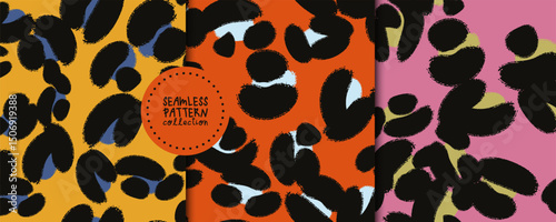 Set. Collection. Seamless patterns with different leopard spots. Backgrounds. Textile, fabric, wrapping paper, print template