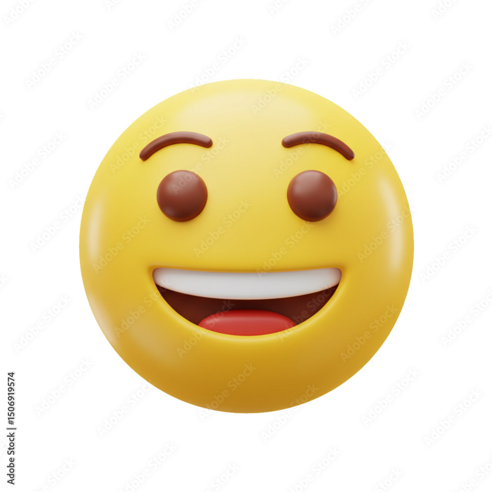 Fototapeta premium Smiley emoji showing excitement and enthusiasm.