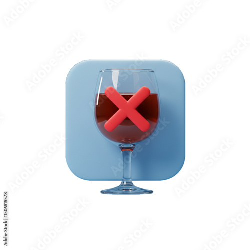 Wine glass with cross mark indicating alcohol avoidance.