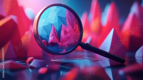 Magnifying Glass on Polygonal Landscape: Analysis and Examination Concept