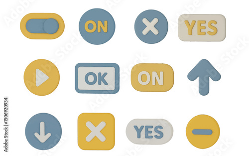 Set of 3d vector icons buttons on white background
Vector 3d icons