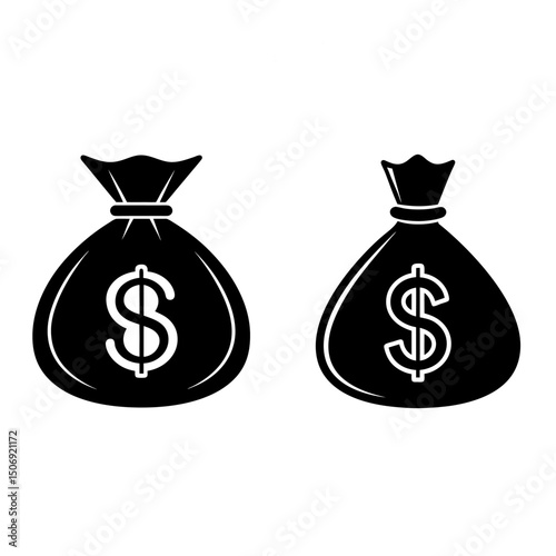 Money bag icon, Dollar sack money icon vector
