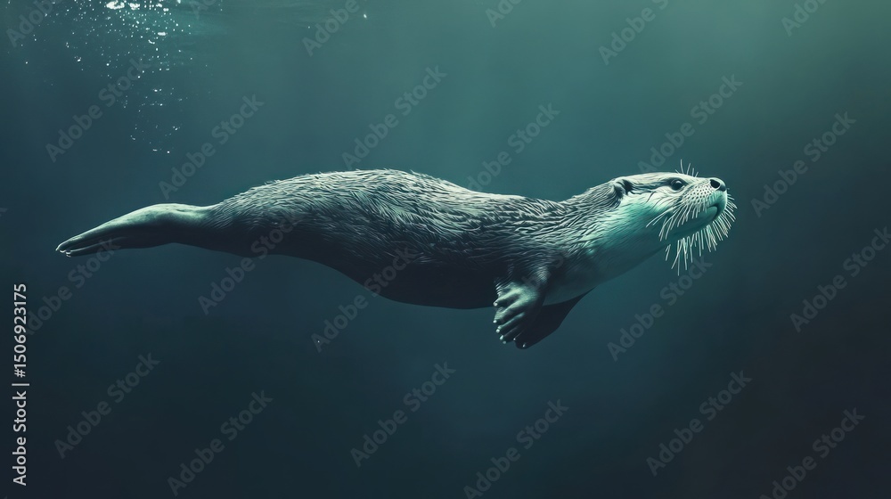 Naklejka premium Underwater Otter (1)