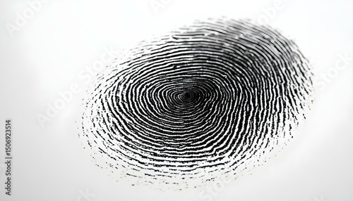 Close-Up of a Detailed Black Fingerprint on White Background